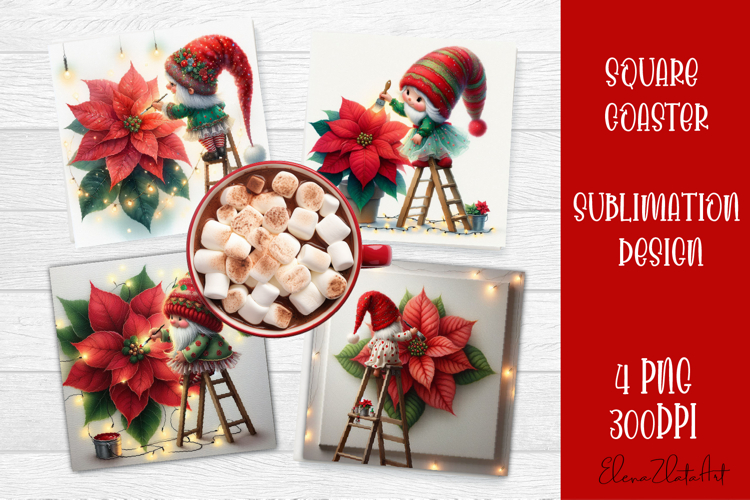 Christmas Gnome Sublimation Coaster Design