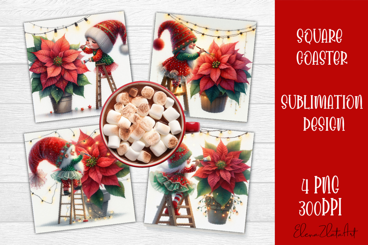 Christmas Gnome Sublimation Coaster Design
