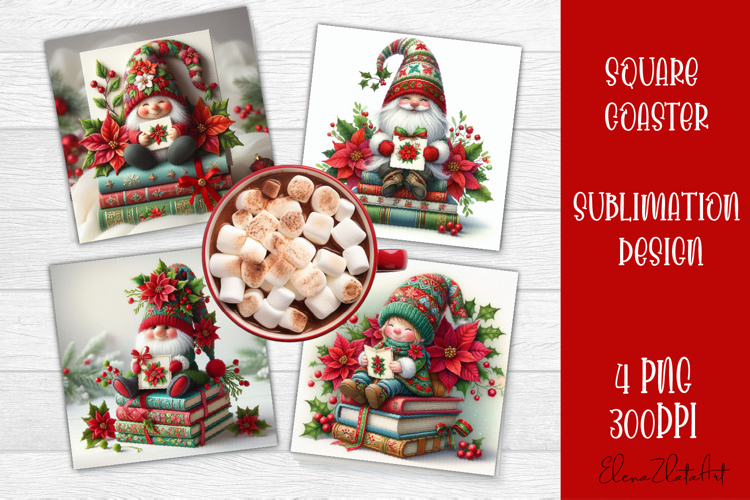 Christmas Gnome Sublimation Coaster Design