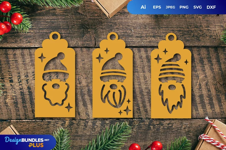 Christmas Gnome Tags SVG File