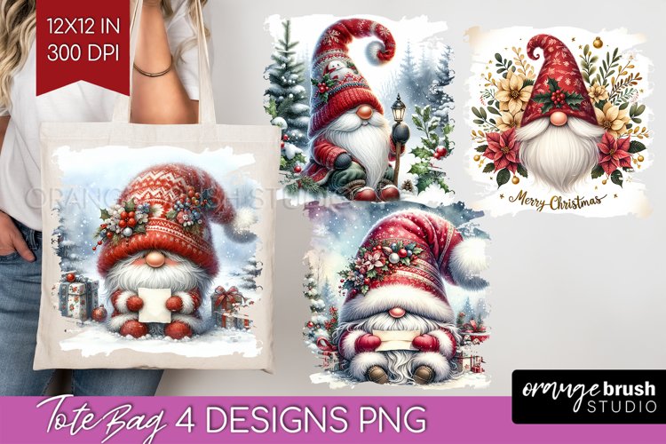 Christmas Gnome Tote Bag - Cute Gnome Tote Bag PNG example image 1