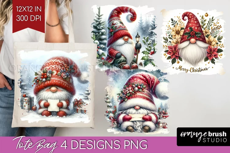 Christmas Gnome Tote Bag - Cute Gnome Tote Bag PNG