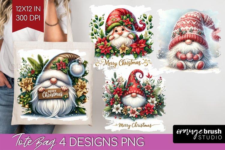 Christmas Gnome Tote Bag - Cute Gnome Tote Bag PNG