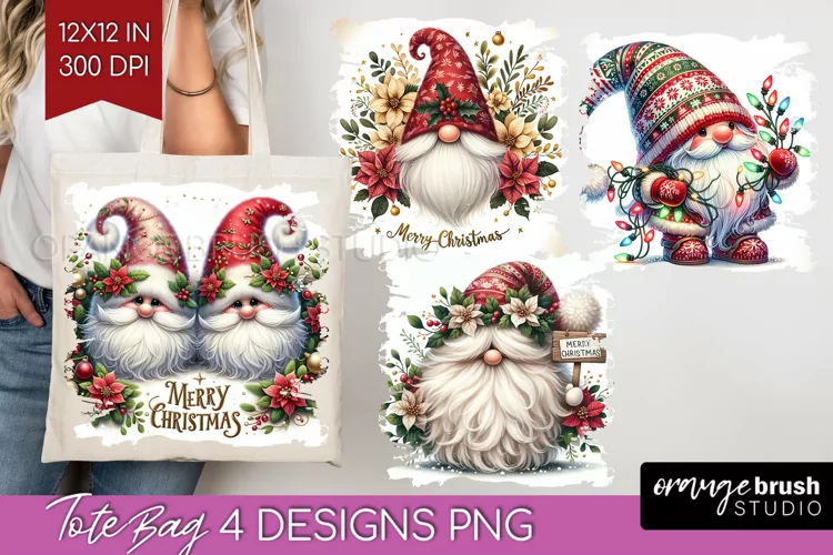 Christmas Gnome Tote Bag - Cute Gnome Tote Bag PNG