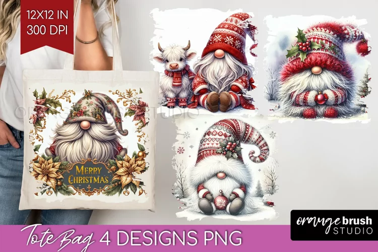 Christmas Gnome Tote Bag - Cute Gnome Tote Bag PNG