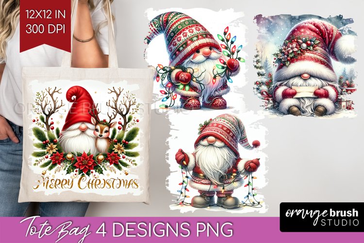 Christmas Gnome Tote Bag - Cute Gnome Tote Bag PNG