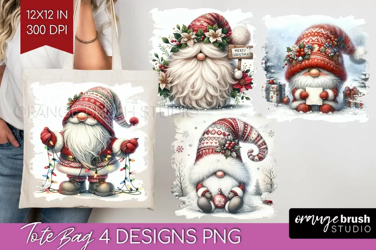Christmas Gnome Tote Bag - Cute Gnome Tote Bag PNG