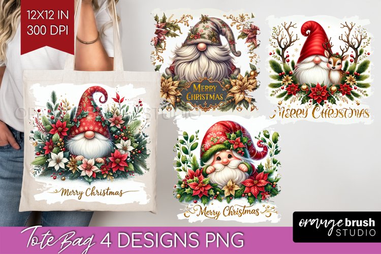 Christmas Gnome Tote Bag - Cute Gnome Tote Bag PNG