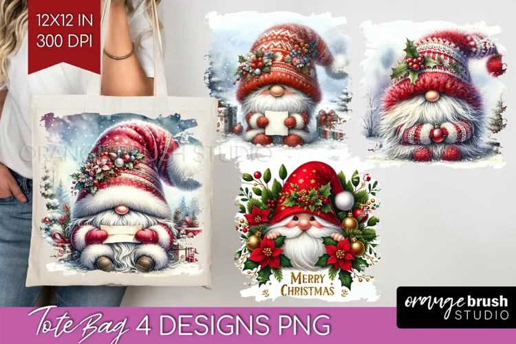 Christmas Gnome Tote Bag - Cute Gnome Tote Bag PNG