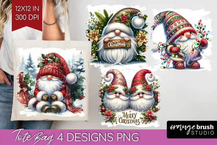 Christmas Gnome Tote Bag - Cute Gnome Tote Bag PNG