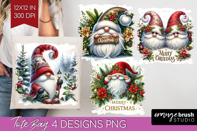 Christmas Gnome Tote Bag - Cute Gnome Tote Bag PNG