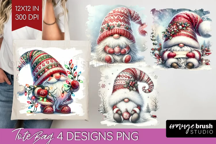 Christmas Gnome Tote Bag - Cute Gnome Tote Bag PNG