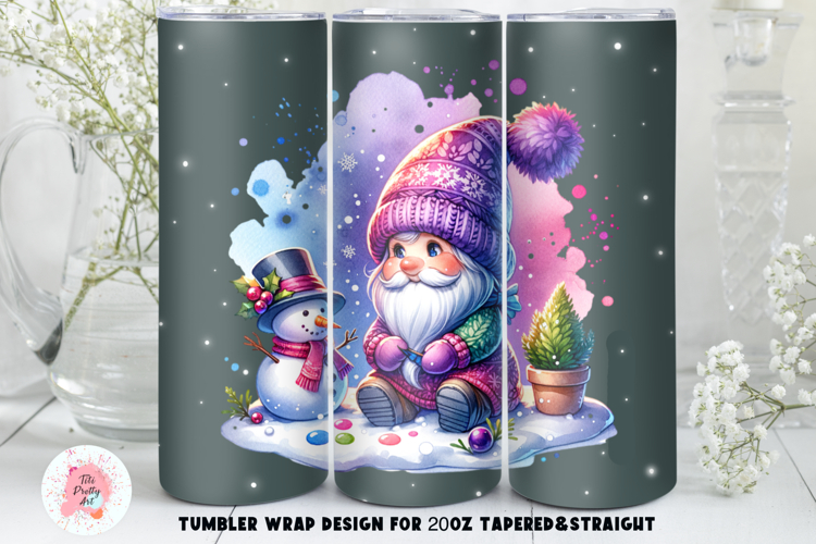 Christmas Gnome And Snowman Tumbler Wrap, Christmas Tumbler