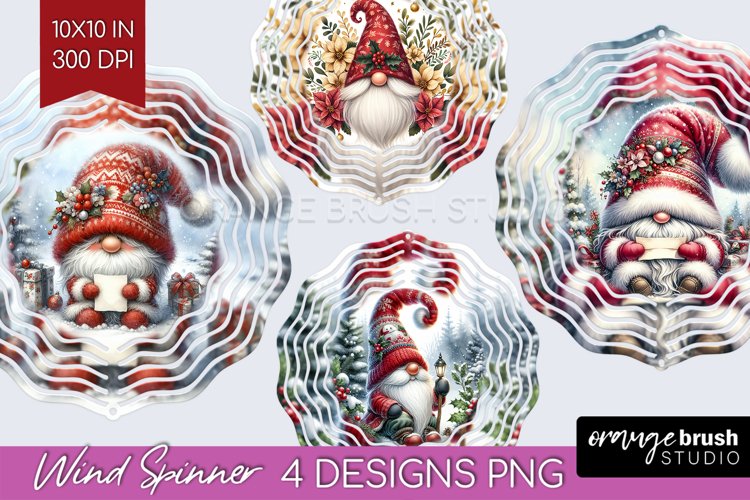 Christmas Gnome Wind Spinner Sublimation PNG - Cute Gnome example image 1