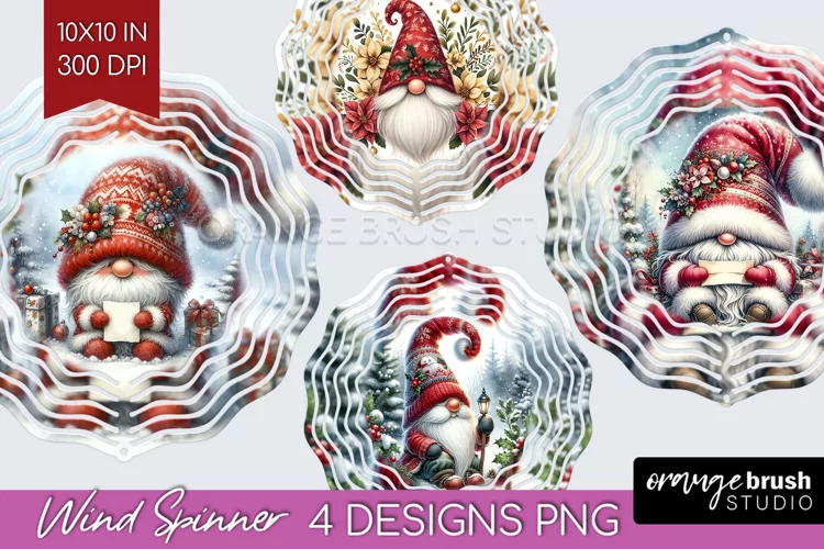 Christmas Gnome Wind Spinner Sublimation PNG - Cute Gnome