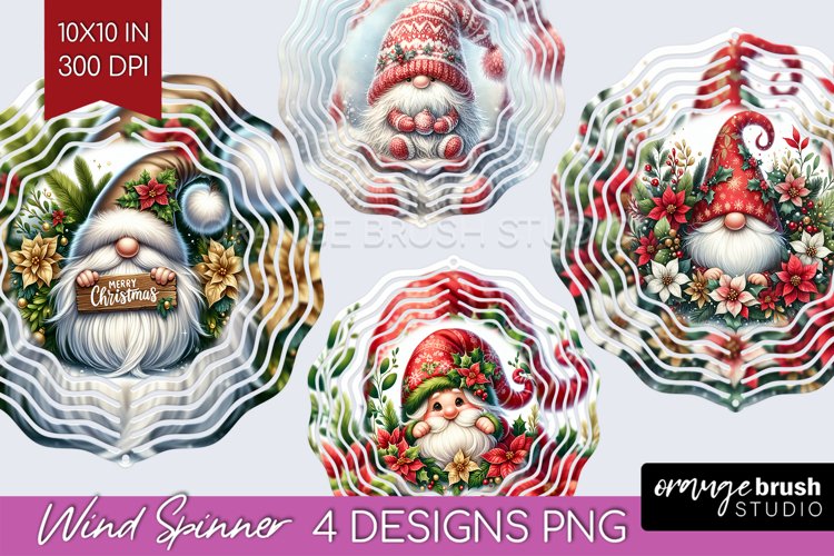 Christmas Gnome Wind Spinner Sublimation PNG - Cute Gnome example image 1