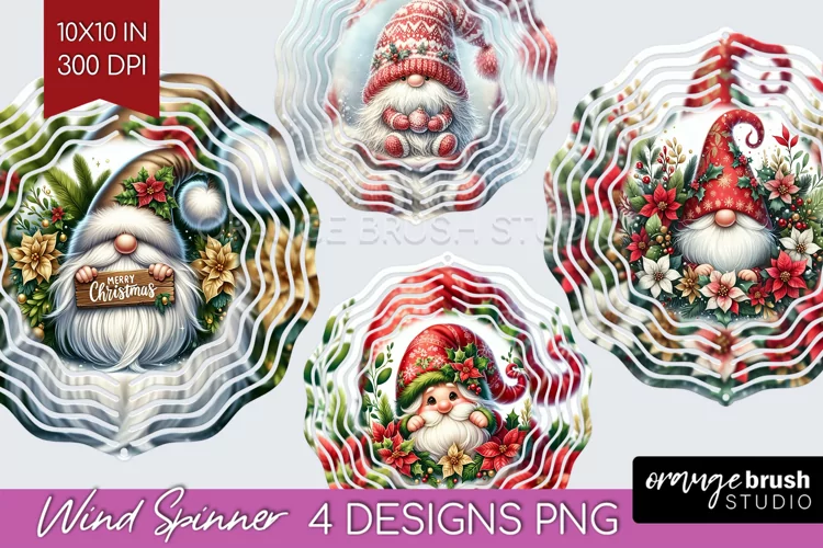 Christmas Gnome Wind Spinner Sublimation PNG - Cute Gnome