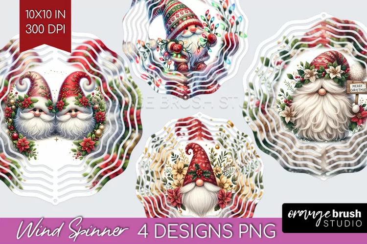 Christmas Gnome Wind Spinner Sublimation PNG - Cute Gnome