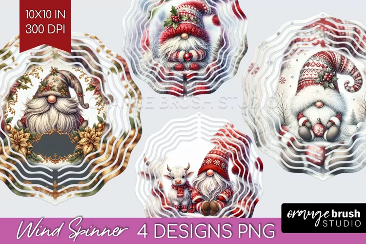Christmas Gnome Wind Spinner Sublimation PNG - Cute Gnome
