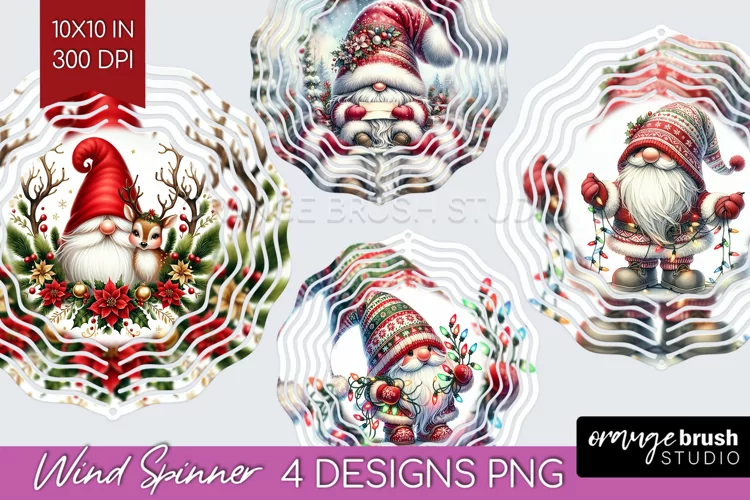 Christmas Gnome Wind Spinner Sublimation PNG - Cute Gnome