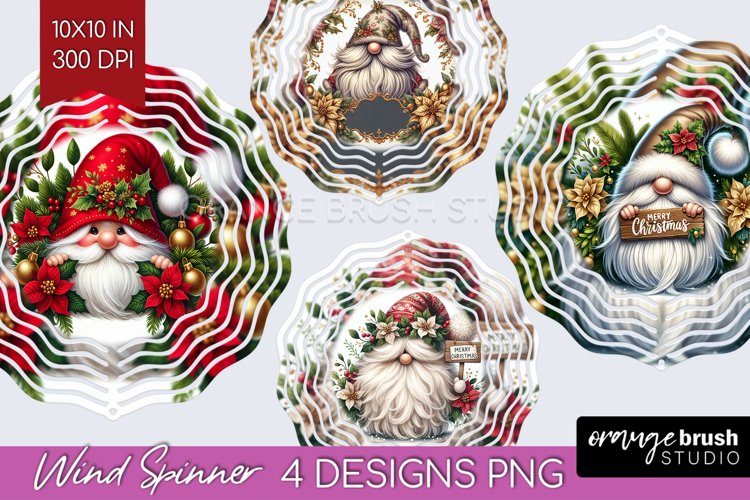 Christmas Gnome Wind Spinner Sublimation PNG - Cute Gnome example image 1