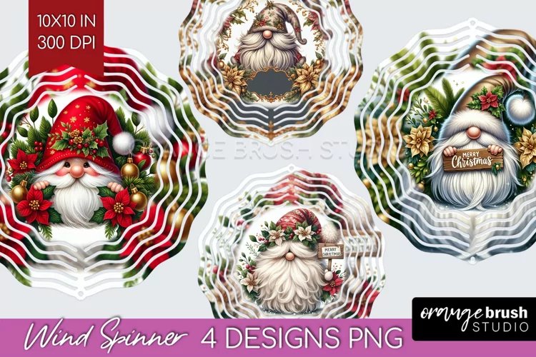 Christmas Gnome Wind Spinner Sublimation PNG - Cute Gnome