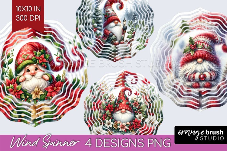 Christmas Gnome Wind Spinner Sublimation PNG - Cute Gnome