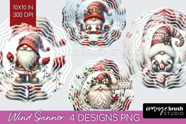 Christmas Gnome Wind Spinner Sublimation PNG - Cute Gnome