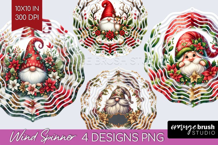 Christmas Gnome Wind Spinner Sublimation PNG - Cute Gnome example image 1