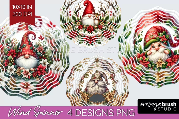 Christmas Gnome Wind Spinner Sublimation PNG - Cute Gnome