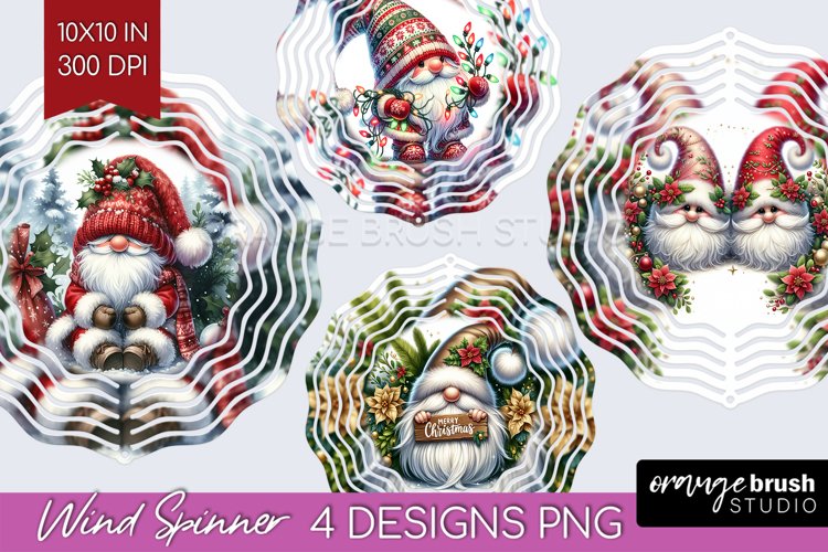 Christmas Gnome Wind Spinner Sublimation PNG - Cute Gnome example image 1