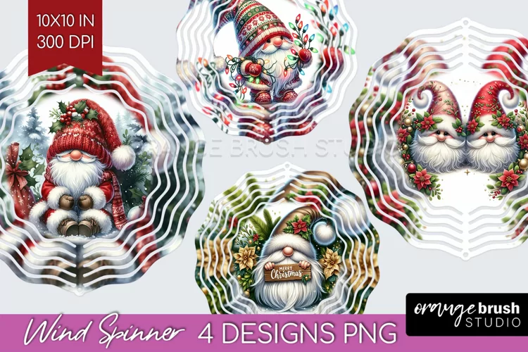 Christmas Gnome Wind Spinner Sublimation PNG - Cute Gnome