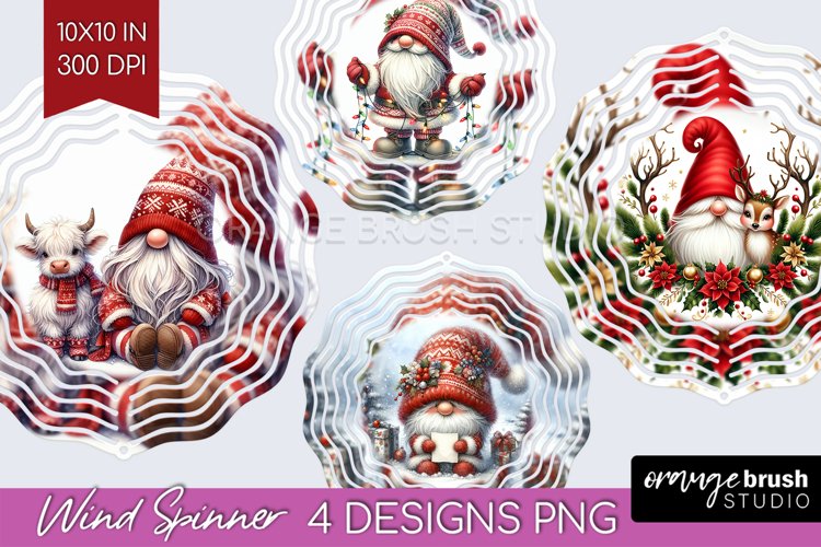 Christmas Gnome Wind Spinner Sublimation PNG - Cute Gnome example image 1