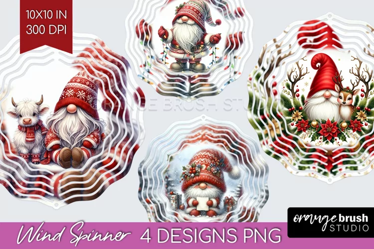 Christmas Gnome Wind Spinner Sublimation PNG - Cute Gnome