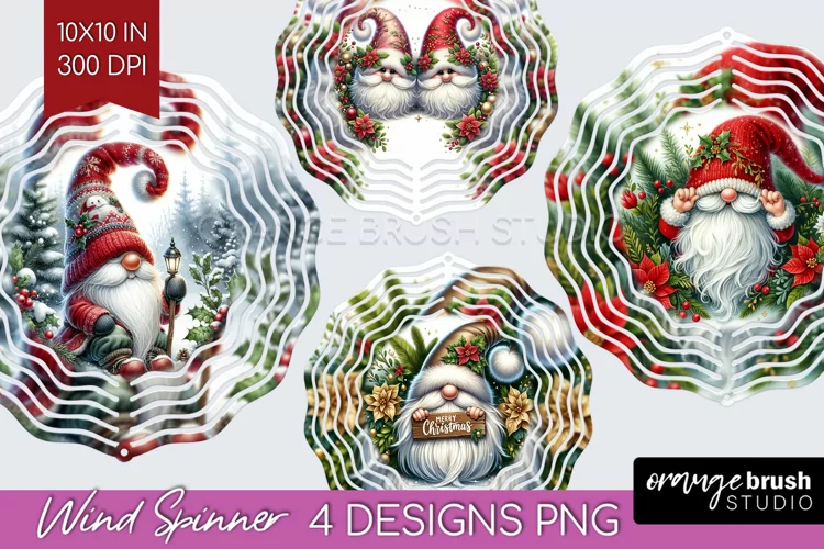 Christmas Gnome Wind Spinner Sublimation PNG - Cute Gnome