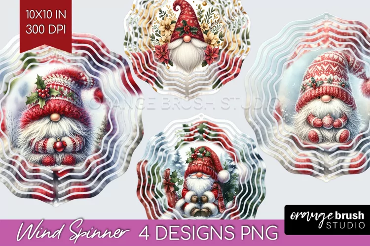 Christmas Gnome Wind Spinner Sublimation PNG - Cute Gnome