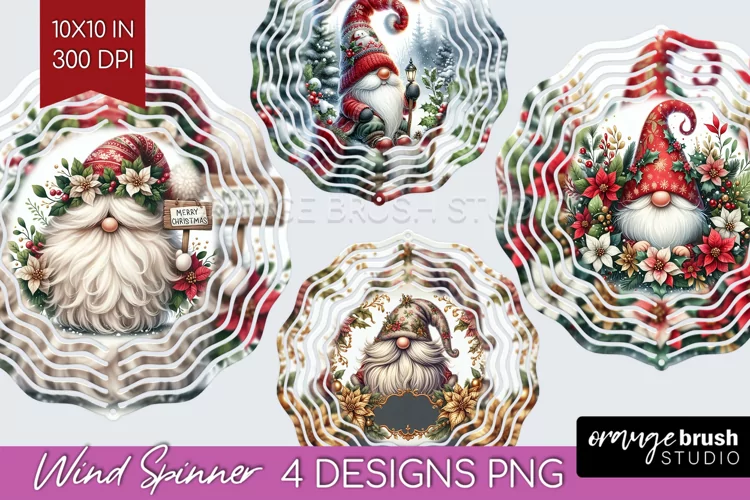 Christmas Gnome Wind Spinner Sublimation PNG - Cute Gnome