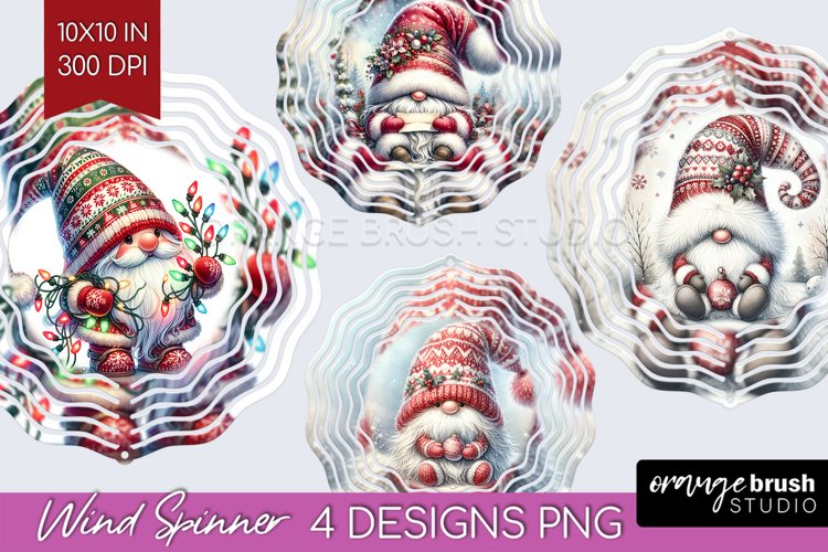 Christmas Gnome Wind Spinner Sublimation PNG - Cute Gnome
