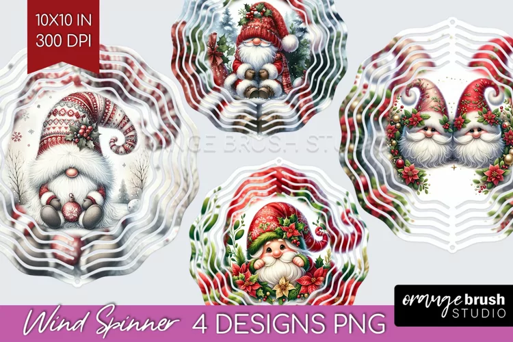 Christmas Gnome Wind Spinner Sublimation PNG - Cute Gnome
