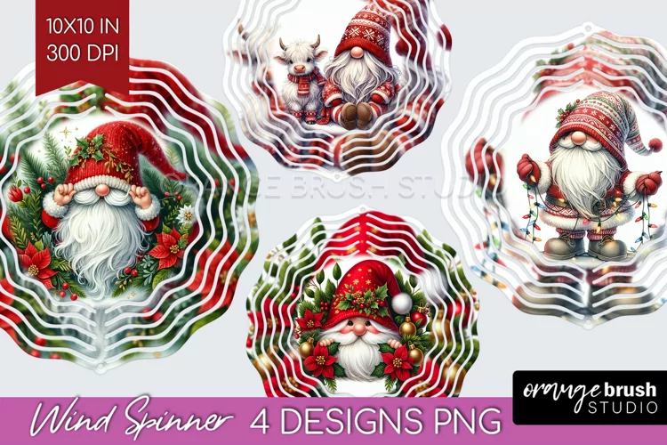 Christmas Gnome Wind Spinner Sublimation PNG - Cute Gnome