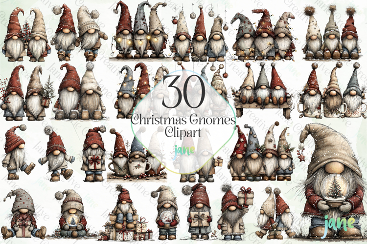 Christmas Gnomes Clipart Bundle