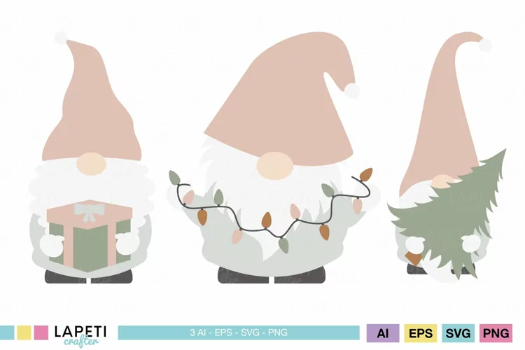 Editable Vector Christmas Gnomes, Sublimation design