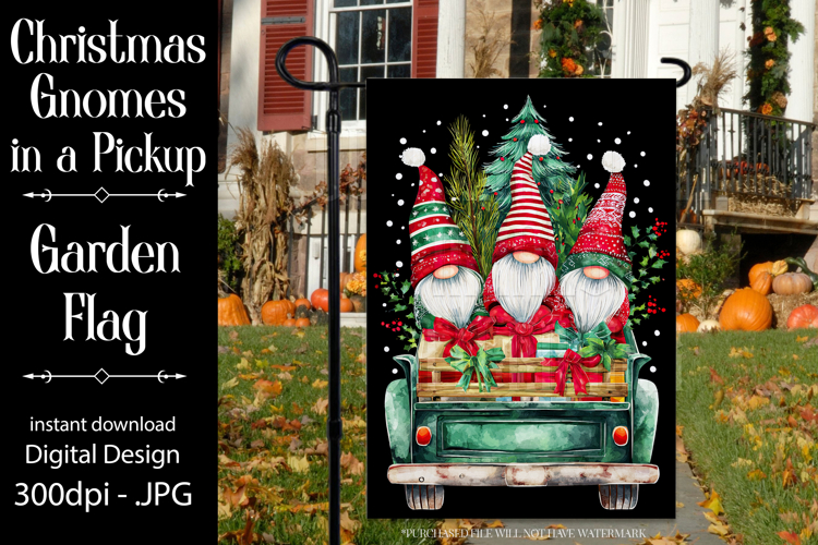 Christmas Gnomes Garden Flag, Sublimation Gnome in Truck, d6