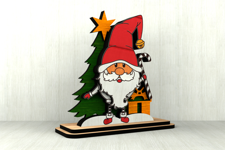 Christmas Gnome SVG - Laser Cut Wooden Holiday Figurine
