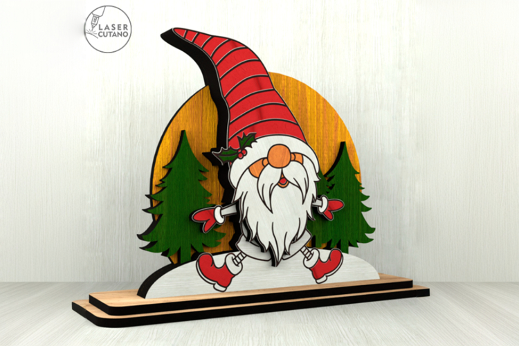 Cute Wooden Christmas Gnome Table Decoration with Trees