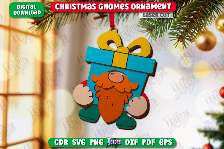 Christmas Gnome Ornament Laser Cut | Christmas Tree Toy |CNC