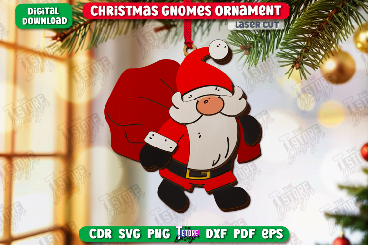 Christmas Gnome Ornament Laser Cut | Christmas Tree Toy |CNC