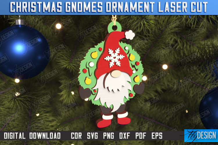 Christmas Gnome Laser Cut | Hanging Gnome Ornament | Holiday