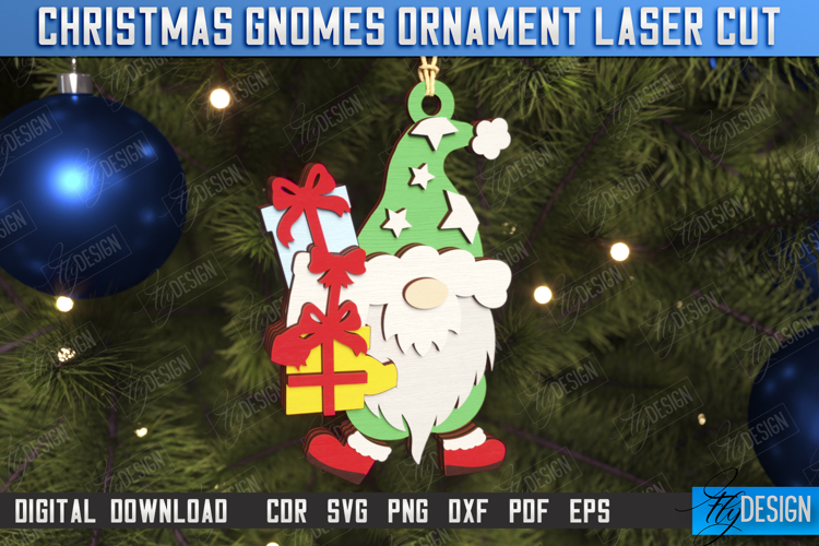Christmas Gnome Laser Cut | Hanging Gnome Ornament | Holiday