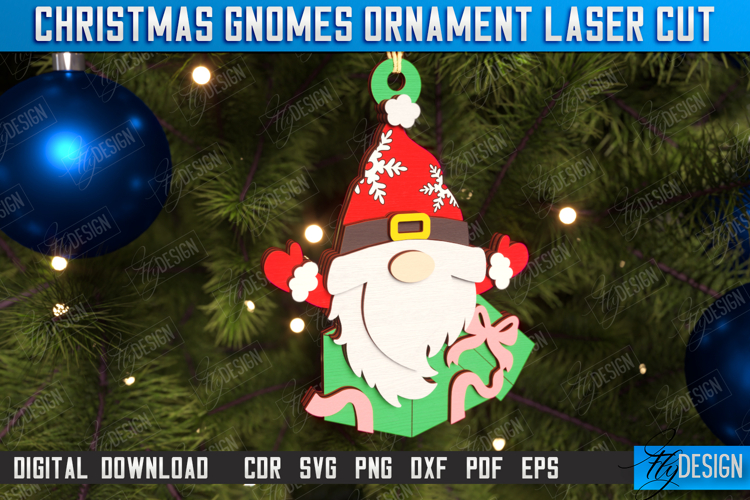 Christmas Gnome Laser Cut | Hanging Gnome Ornament | Holiday